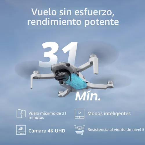 Miniatura 6 de Specta Mini dron con cámara 4K para adultos, transmisión FPV de 32800 pies, fácil de volar, cardán de 3 Aixs, vuelo de 31 minutos, 4K/30 fps, dron