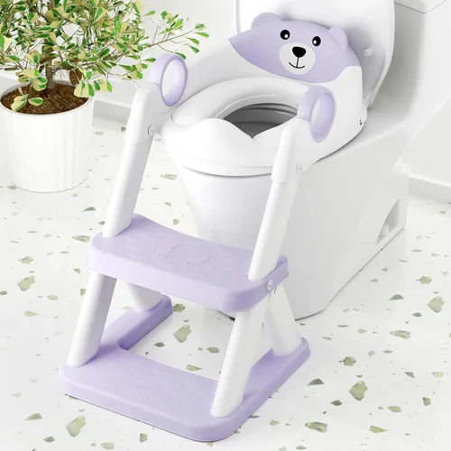 Miniatura 10 de COOSEYA Asiento de inodoro, asiento de entrenamiento de baño para niños pequeños, entrenamiento de baño 2-en-1 mejorado para niños y niñas, Azul