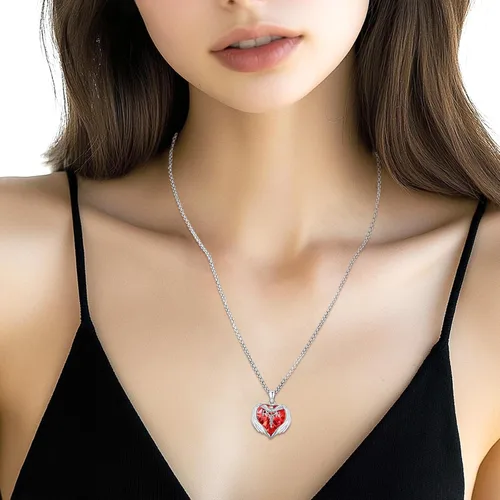 Miniatura 219 de Collar de alas de ángel de plata de ley 925, ángel de la guarda, enfermera RN caduceo, dije de ángel de cristal, joyería de regalo para mujer