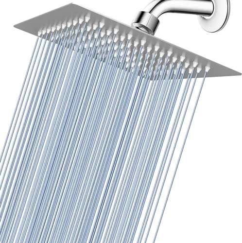 Miniatura 27 de Voolan - Regadera tipo lluvia de metal, cuadrada, de alto flujo, cobertura de cuerpo completo en cascada, montaje universal para techo o pared