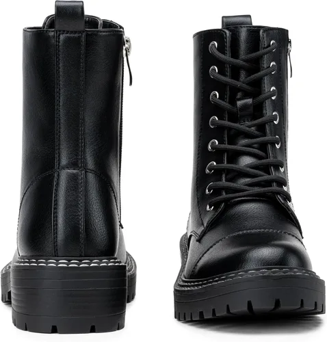 Miniatura 7 de Vepose Botines de combate de moda 9629 para mujer, botines con cordones y cremallera