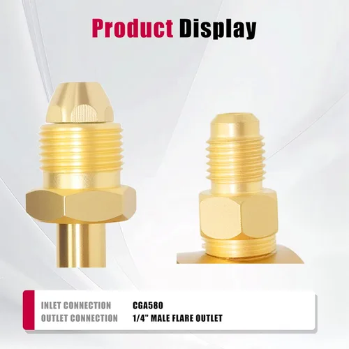 Miniatura 4 de Regulador de nitrógeno, medidor de nitrógeno HVAC con manguera de 60 pulgadas, equipo de presión de suministro de 0-800 PSI Medidores de conexión