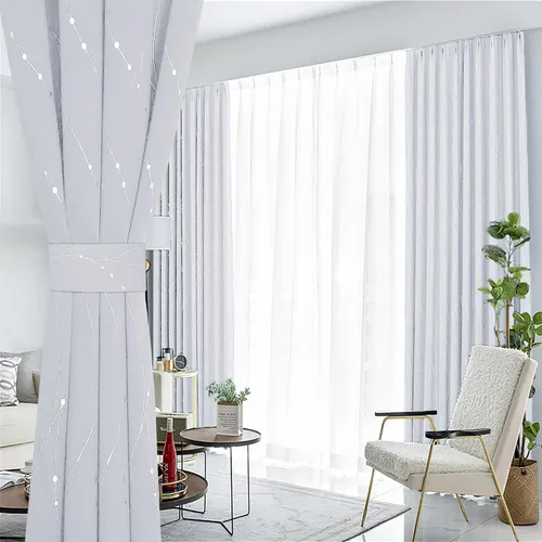 Miniatura 64 de BUHUA - Paneles de cortinas opacas para sala de estar, cortinas grises con aislamiento térmico, cortinas de ventana para dormitorio - 72 pulgadas
