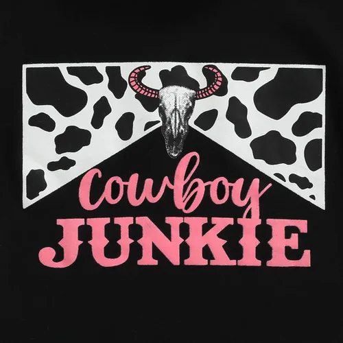 Miniatura 47 de fhutpw Conjunto de camiseta de manga corta con estampado de vaca y pantalones acampanados de dibujos animados para niñas