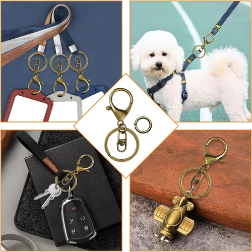 Miniatura 5 de 20 llaveros con cierre de langosta para hacer joyas, clips de gatillo giratorios de metal con cierres giratorios, clips de gancho, anillo de llavero