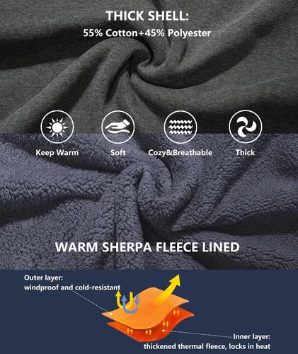 Miniatura 30 de GEEK LIGHTING Sudadera con capucha y cremallera para hombre, forro polar, chaqueta gruesa con capucha para invierno, cálida sudadera atlética