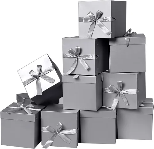 Miniatura 15 de 12 cajas de regalo de Navidad con tapas, cajas negras para cumpleaños, bodas, día de San Valentín, Navidad, aniversario (negro, 4 x 4 x 4 pulgadas)