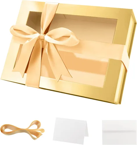 Miniatura 9 de PACKQUEEN 5 cajas de regalo negras grandes con ventanas, 13.5 x 9 x 4.1 pulgadas, cajas de regalo con ventanas transparentes para regalos que