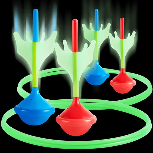JOYIN Juego de dardos de césped para niños y adultos, juegos de césped que brillan en la oscuridad al aire libre para adultos y familia, juego de