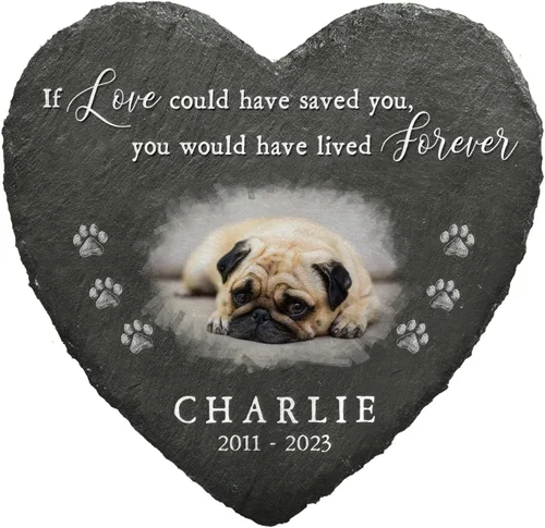 Miniatura 19 de Piedra conmemorativa de corazón con cita significativa, placa personalizada de huella de perro o gato, mantén la memoria en los corazones, regalos