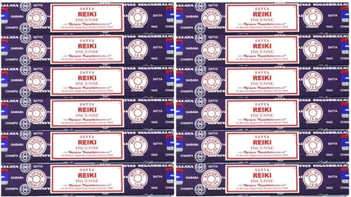 Satya Varillas de incienso, 12 unidades - Nag Champa Reiki, original de Srinivas Sugandhalaya Factory | Palitos de incienso con fragancia Nag Champa