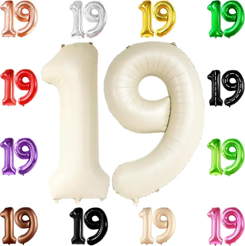Miniatura 16 de Katchon Globos gigantes de papel de aluminio con el número 19 de color marrón de 40 pulgadas Decoraciones de cumpleaños 19