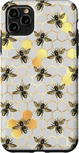 Miniatura 13 de iPhone 12 Pro Max Bumble Bee - Honeycomb Apicultor amarillo Abeja patrón caso