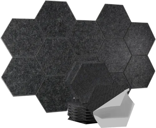 Miniatura 15 de Paneles acústicos, Magrowill, paquete de 12 paneles de pared insonorizados, paneles acústicos de alta densidad absorbentes de sonido