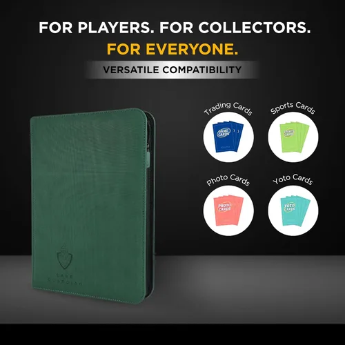 Miniatura 5 de Card Guardian - Carpeta Premium de 9 Bolsillos con Cremallera para 360 Cartas de Juegos de Cartas Coleccionables TCG (Verde) Bolsillos de Carga