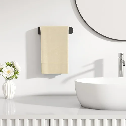 Miniatura 9 de Toallero adhesivo, toallero de mano autoadhesivo para baño montado en la pared, barra de toalla de mano cuadrada de 8 pulgadas para armario de Negro