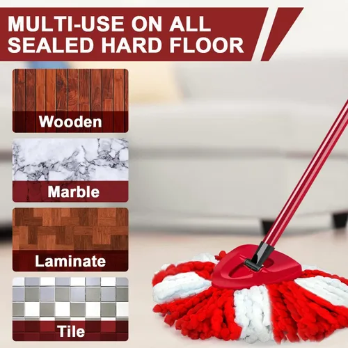 Miniatura 6 de Repuesto de cabezal de trapeador giratorio, 100% microfibra compatible con O-Cedar Easy Wring Mop Recambio para limpieza profunda, lavable a