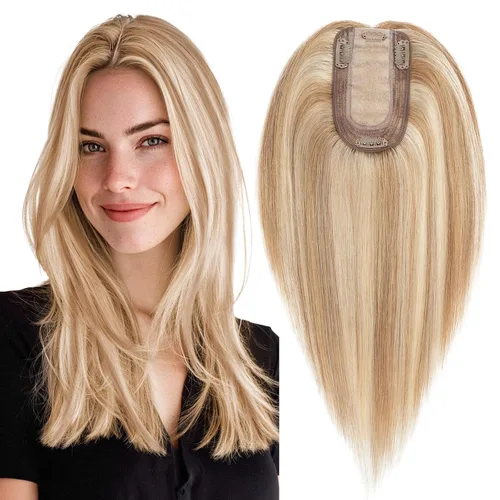 Miniatura 8 de MY-LADY Extensiones de cabello humano para mujeres con base de seda y clip de encaje, 150% de densidad, cabello humano real, 7 * 13 cm, lacio, 6