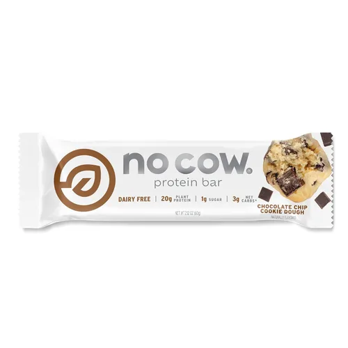 No Cow Barras de proteínas, masa de galletas con chispas de chocolate, 0.74 oz de proteína vegana a base de plantas, aptas para ceto, bajas en
