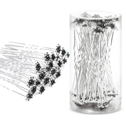 Miniatura 5 de 40 horquillas para el cabello con diamantes de imitación en forma de U, accesorios para el cabello de cristal para novia, boda, fiesta, niña, dulce