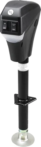 Lippert Power Tongue Jack Remolque Eléctrico Marco en A, 3,500 libras. Carrera de 18 pulgadas, almohadilla de pie de 5.4 pulgadas, carcasa