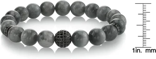 Miniatura 3 de Spartan - Pulsera de cuentas para hombre con zafiros negros (0.394in)