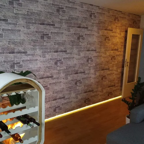 Miniatura 6 de Dundee Deco Paneles de pared 3D de ladrillo sintético, revestimiento de pared gris claro con aspecto de piedra, espuma de poliestireno, muestra
