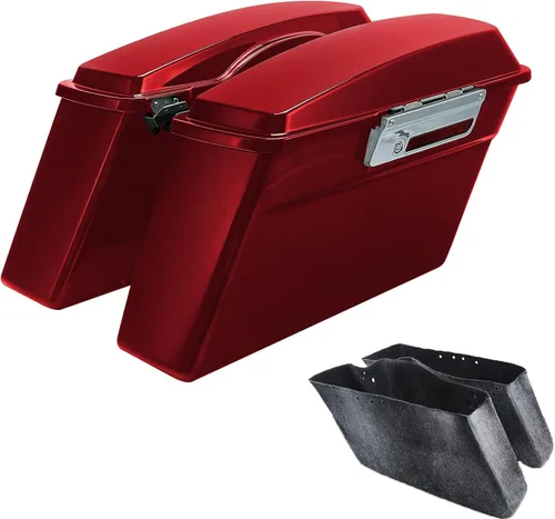 Miniatura 18 de Green-L Alforjas rígidas negro vívido con llaves de pestillo negro y forros compatibles con Harley Touring Road King Street Glide Electra Ultra