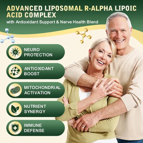 Miniatura 2 de 2 gotas líquidas R de ácido alfa lipoico de 600 mg – Suplemento ALA salvador de nervios para neuropatía para nervios, energía y apoyo al metabolismo