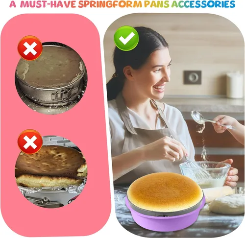 Miniatura 4 de 4 piezas de bandeja de baño de agua para tartas de queso, protector de molde de silicona desmontable con espátula de liberación de pasteles