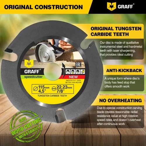 Miniatura 8 de GRAFF SPEEDCUTTER - Disco de tallado de madera de 4 ½ para amoladora angular, hoja de sierra circular para cortar, esculpir y dar forma, eje de 7/8