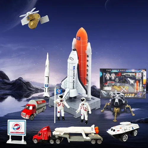 Miniatura 7 de OTONOPI Juego de juguetes de cohete espacial para niños de 3 a 9 años, 15 juguetes aeroespaciales STEM fundidos a presión con 3 cohetes, 2