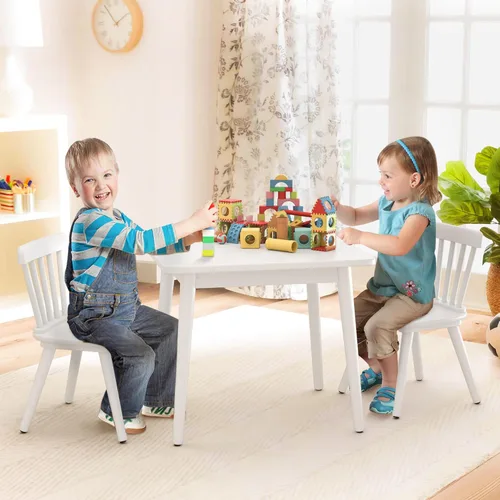 Miniatura 3 de Curipeer Windsor - Juego de mesa y 2 sillas para niños, juego de mesa y sillas de madera de goma para arte, jugar, manualidades, actividad