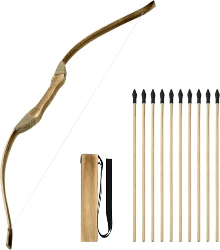 Kids Bow and Arrow Set, 32 Inch Archery Set Handmade Wooden Toy Bow and Arrow for Kids 4-6 8-12, Cosplay Game Costume Prop Play, 1 Bows 1 Quivers