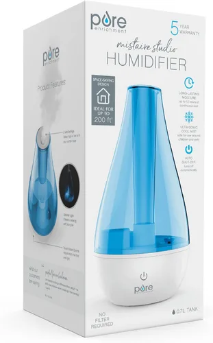 Miniatura 7 de Humidificador de vapor frío MistAire Studio, ultrasónico, para habitaciones pequeñas, unidad de humidificación portable, ideal para viajar