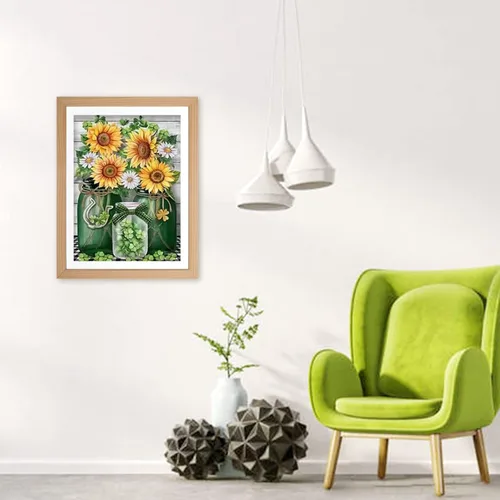 Miniatura 7 de AiYuanzsh Paquete de 6 pinturas de diamantes, kits de pintura de diamantes de flores para adultos, taladro completo por números 5D, arte floral