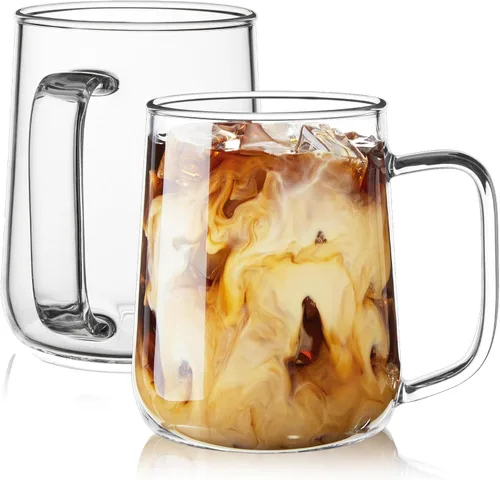 Miniatura 8 de Juego de 2 Tazas de Café Espresso de Vidrio, Tazas de Espresso de 3 oz Transparentes con Asa, Mini Tazas de Café, Vasos de Café, Tazas de Demitasse