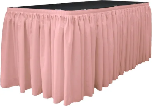 Miniatura 56 de LA Linen Falda de mesa de popelina de poliéster para mesas rectangulares, tela plisada para banquetes de boda, 14 pies por 29 pulgadas de largo