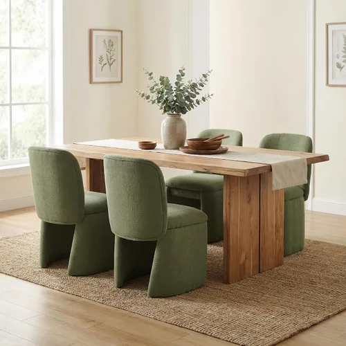 Miniatura 22 de Hyfirm Juego de 4 sillas de comedor tapizadas modernas, sillas de comedor laterales de chenilla, sillas de cocina sin brazos, sillas Parsons