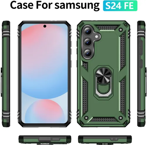 Miniatura 4 de Funda para Samsung Galaxy S24 FE: con protector de pantalla, fundas protectoras de grado militar con soporte de anillo de dedo para Samsung S24 FE