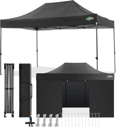 Miniatura 62 de COBIZI Toldo desplegable de 6.6 x 6.6 pies sin pared lateral, toldo resistente UPF 50+ para todas las estaciones, resistente al viento e Azul