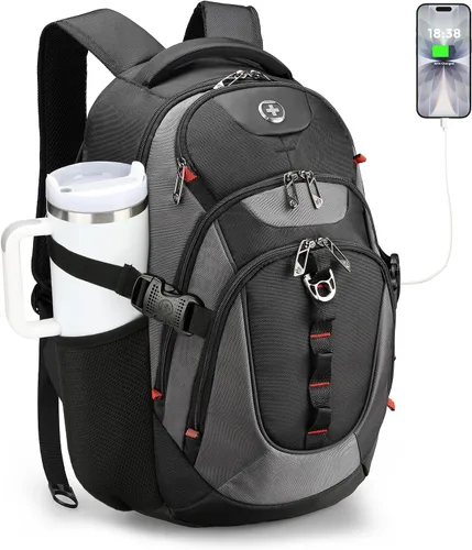 Miniatura 30 de swissdigital Mochila para portátil de viaje de negocios, para hombre y mujer, con puerto de carga USB inteligente, compatible con portátiles de 15.6