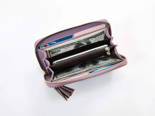 Miniatura 5 de Cyanb, carteras para mujeres, doblada, para muñeca, damas bolso largo con correa.