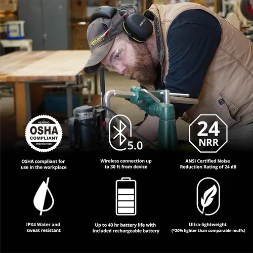 Miniatura 4 de ISOtunes AIR DEFENDER Earmuffs: Comfortable Wireless unisex adult Hearing Protection with 40 Hour