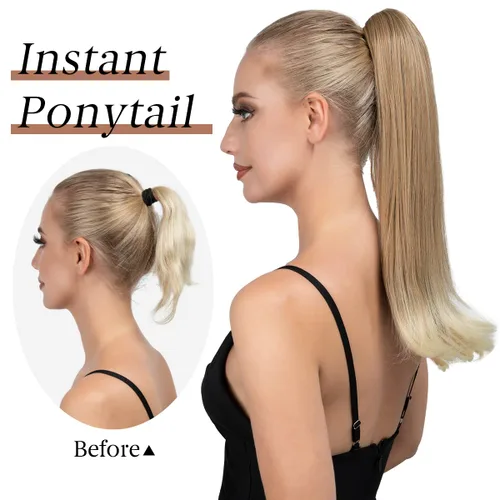 Miniatura 5 de Extensión de cola de caballo con clip de 18 pulgadas, extensiones de cabello de cola de caballo para mujeres, pieza de cabello de cola de caballo