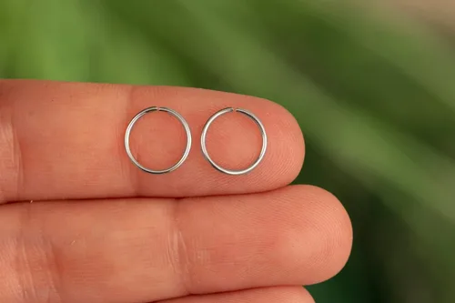 Miniatura 149 de Aretes de aro de oro de plata – Aretes de aro para mujer, dos piezas de aros de plata fina rellenos de oro, aro de hélice, anillo de tragus, aro