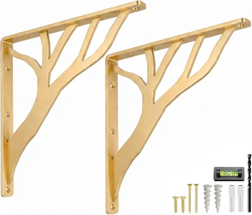 Miniatura 14 de Soportes de estante rústicos negros resistentes de 6 pulgadas de Balin Designs, soportes decorativos en L, soporte de estante flotante de hierro