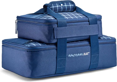 Miniatura 8 de Rachael Ray Lugger Duo, Porta cacerolas aislado para alimentos calientes o fríos, bolsa térmica de lasaña para comida de bolsillo, fiestas, pícnic