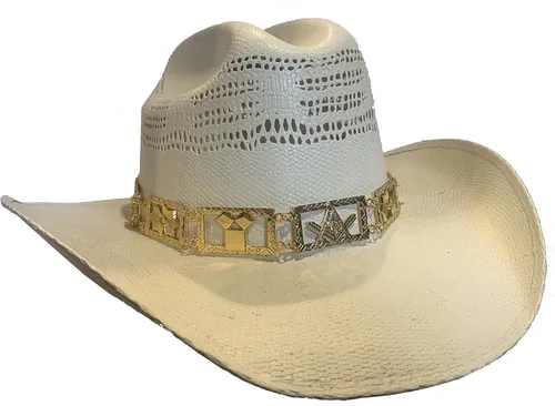 Miniatura 5 de GENUINE TEXAS BRAND Sombrero de oro masónico con joyas, Oro