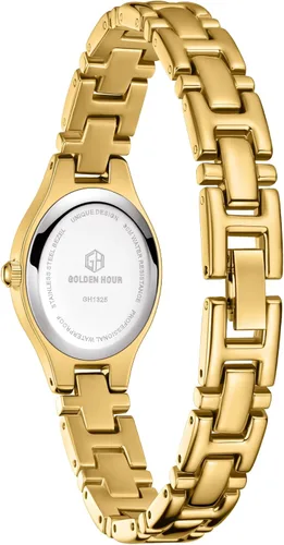 Miniatura 4 de GOLDEN HOUR Reloj de pulsera con caja ovalada vintage de tono dorado para mujer